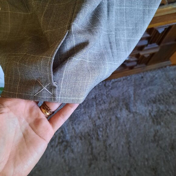 H&M Windowpane Plaid Belted Sheath Dress Office Work NWT!-  Beige/Gray, Size S - Picture 11 of 16